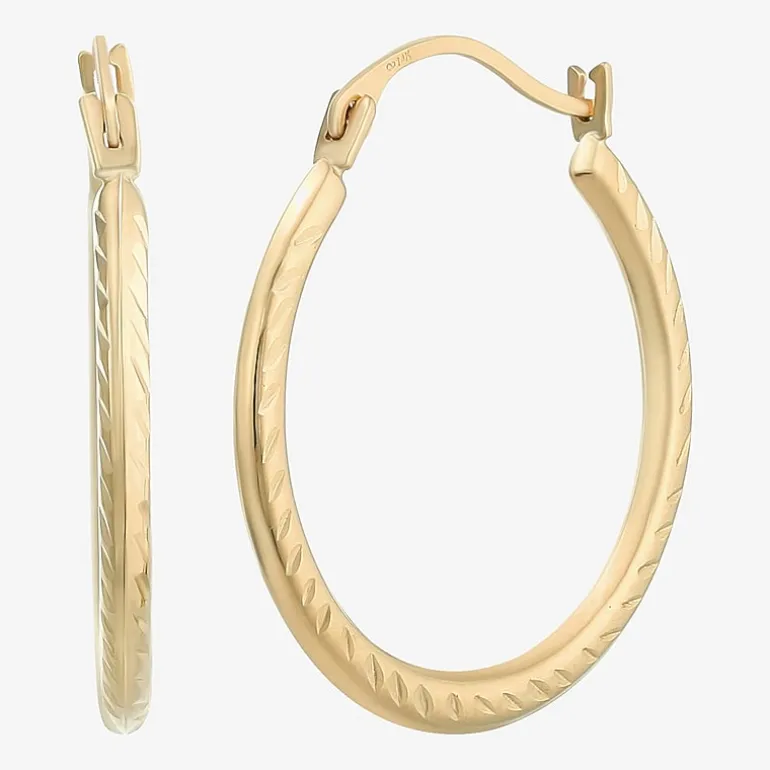 Womens 14K Gold 20mm Round Hoop Earrings