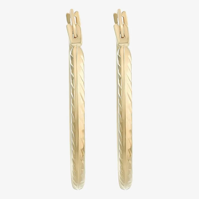 Womens 14K Gold 20mm Round Hoop Earrings