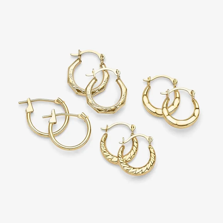 Womens 14K Gold 11.5mm Round Hoop Earrings