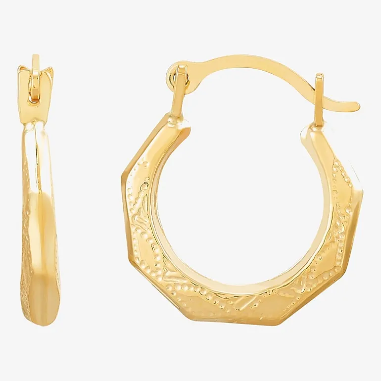 Womens 14K Gold 11.5mm Round Hoop Earrings
