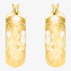 Womens 10K Gold 15mm Round Hoop Earrings