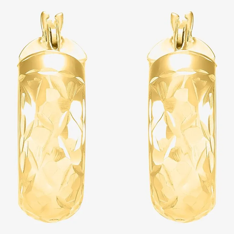 Womens 10K Gold 15mm Round Hoop Earrings
