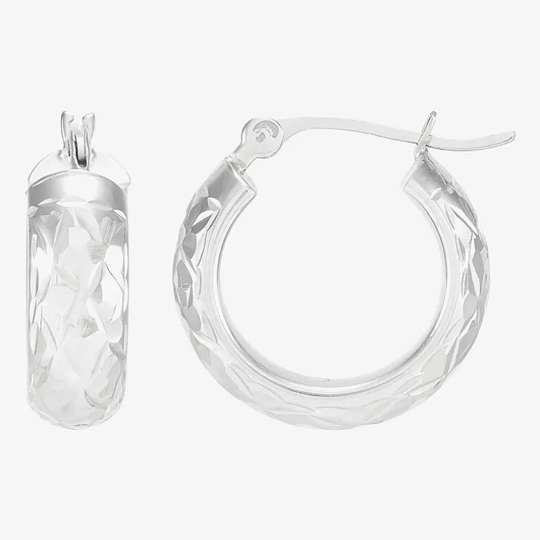 Womens 10K Gold 15mm Round Hoop Earrings