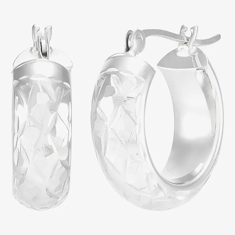 Womens 10K Gold 15mm Round Hoop Earrings