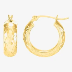Womens 10K Gold 15mm Round Hoop Earrings