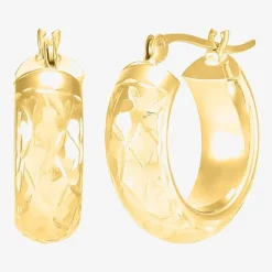 Womens 10K Gold 15mm Round Hoop Earrings