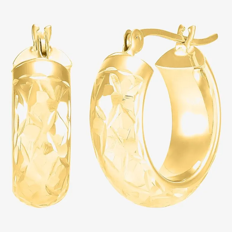 Womens 10K Gold 15mm Round Hoop Earrings