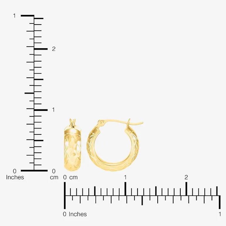 Womens 10K Gold 15mm Round Hoop Earrings