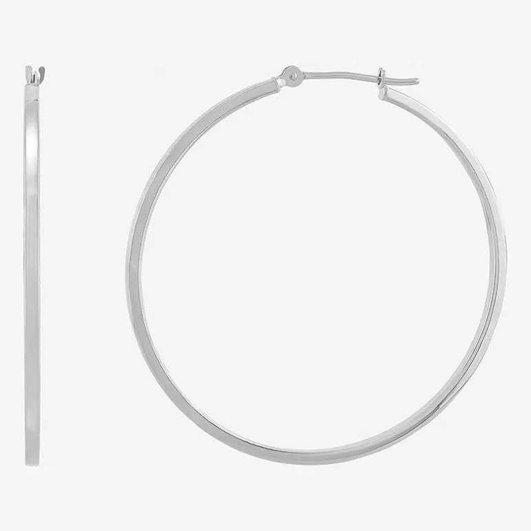Womens 10K Gold 40mm Round Hoop Earrings