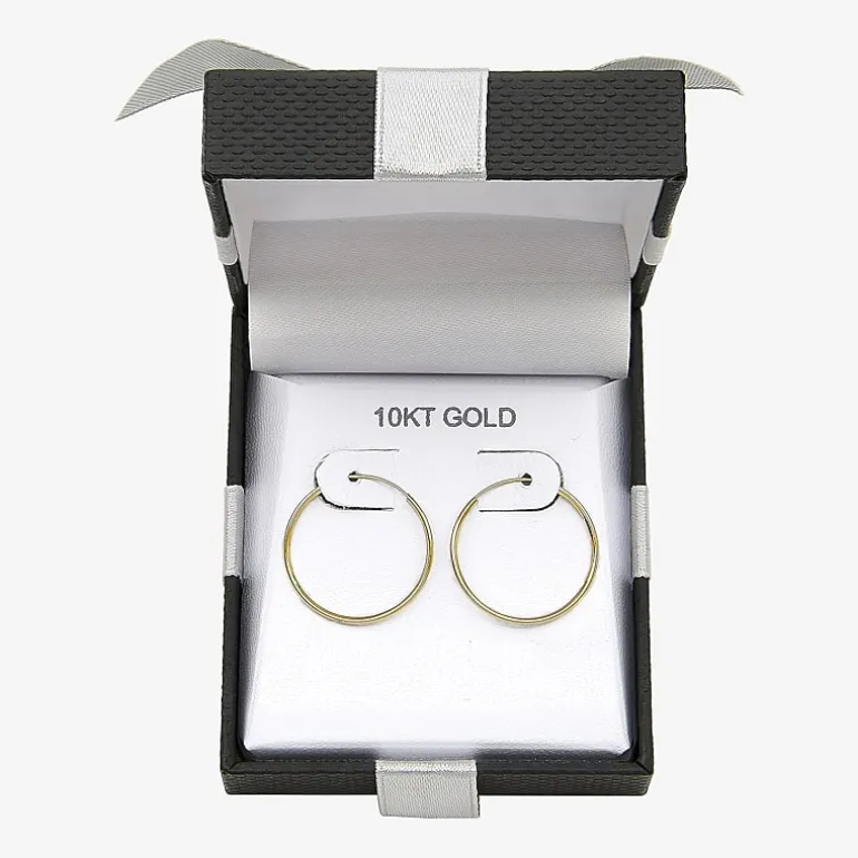 Womens 10K Gold 20mm Round Hoop Earrings