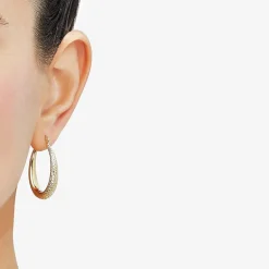 Womens 14K Gold 32.1mm Round Hoop Earrings