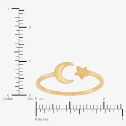 Womens 10K Gold Moon Round Star Band