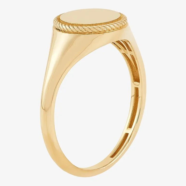 Womens 10K Gold Round Signet Ring