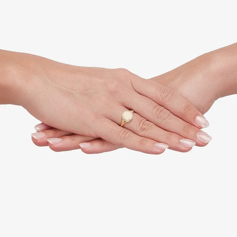 Womens 10K Gold Round Signet Ring