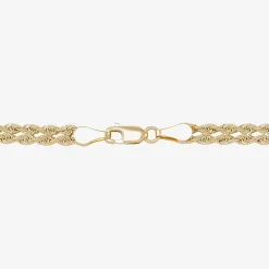 Womens 10K Tri-Color Gold 7.5 Inch Hollow Rope Chain Bracelet