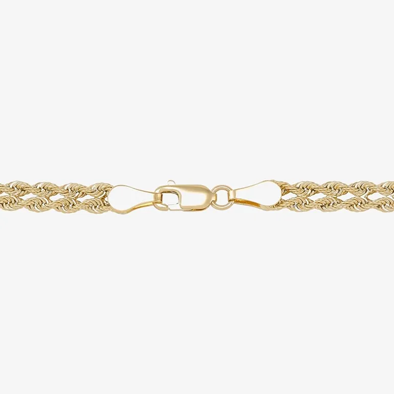 Womens 10K Tri-Color Gold 7.5 Inch Hollow Rope Chain Bracelet