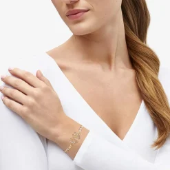 Womens 14K Tri-Color Gold Solid Butterfly 7.5 Inch Link Bracelet