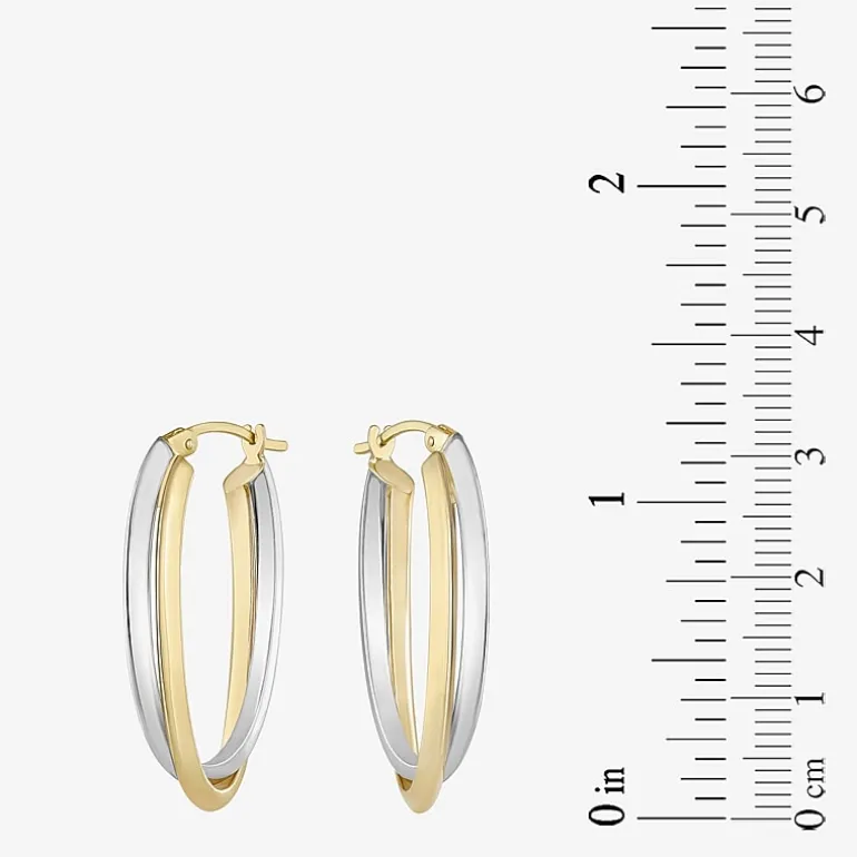 Womens 14K Two Tone Gold 30mm Hoop Earrings