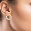 Womens 14K Two Tone Gold 19mm Round Hoop Earrings