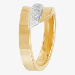 Womens 14K Two Tone Gold Round Bypass Cocktail Ring