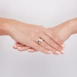 Womens 14K Two Tone Gold Round Bypass  Cocktail Ring