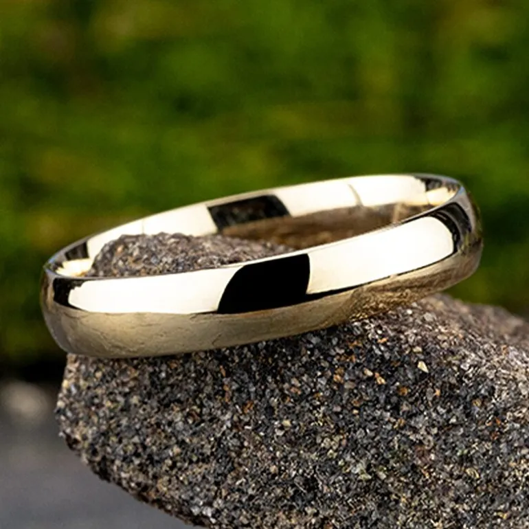 Womens 14K Yellow Gold 4MM Light Comfort-Fit Wedding Band