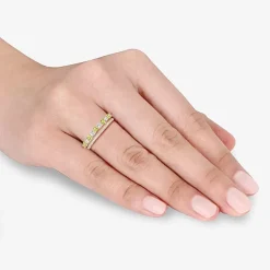 Womens Lab Created Gemstone 14K Gold Over Silver Stackable Rings