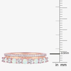 Womens Lab Created Gemstone 14K Gold Over Silver Stackable Rings