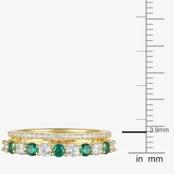 Womens Lab Created Gemstone 14K Gold Over Silver Stackable Rings
