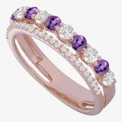 Womens Lab Created Gemstone 14K Gold Over Silver Stackable Rings