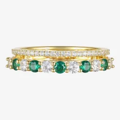Womens Lab Created Gemstone 14K Gold Over Silver Stackable Rings