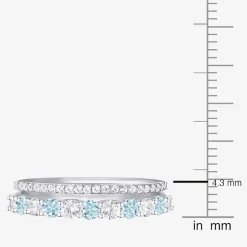 Womens Lab Created Gemstone 14K Gold Over Silver Stackable Rings