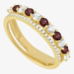 Womens Lab Created Gemstone 14K Gold Over Silver Stackable Rings