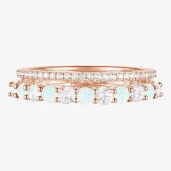 Womens Lab Created Gemstone 14K Gold Over Silver Stackable Rings