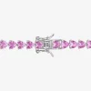 Womens Lab Created Pink Sapphire Sterling Silver 7.5 Inch Tennis Bracelet