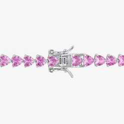 Womens Lab Created Pink Sapphire Sterling Silver 7.5 Inch Tennis Bracelet
