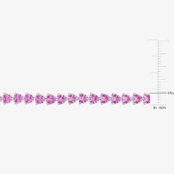 Womens Lab Created Pink Sapphire Sterling Silver 7.5 Inch Tennis Bracelet