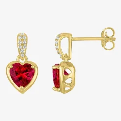 Womens Lab Created Red Ruby 14K Gold Over Silver Heart 2-pc. Jewelry Set