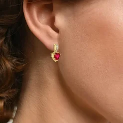 Womens Lab Created Red Ruby 14K Gold Over Silver Heart 2-pc. Jewelry Set
