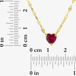 Womens Lab Created Red Ruby 14K Gold Over Silver Heart 16 Inch Pendant Necklace