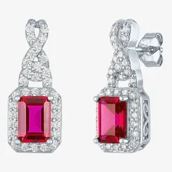 Womens Lab Created Red Ruby Pure Silver Over Brass 4-pc. Jewelry Set