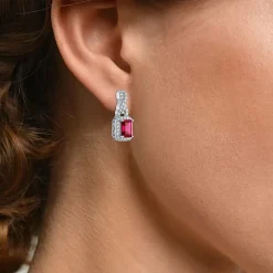 Womens Lab Created Red Ruby Pure Silver Over Brass 4-pc. Jewelry Set