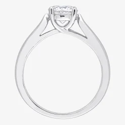 Womens Lab Created White Moissanite Sterling Silver Solitaire Engagement Ring