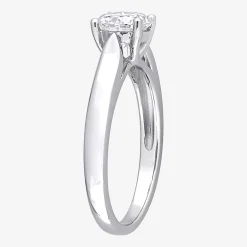Womens Lab Created White Moissanite Sterling Silver Solitaire Engagement Ring