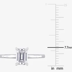 Womens Lab Created White Moissanite Sterling Silver Solitaire Engagement Ring