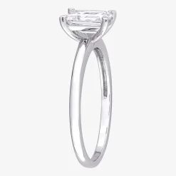 Womens Lab Created White Moissanite Sterling Silver Solitaire Engagement Ring