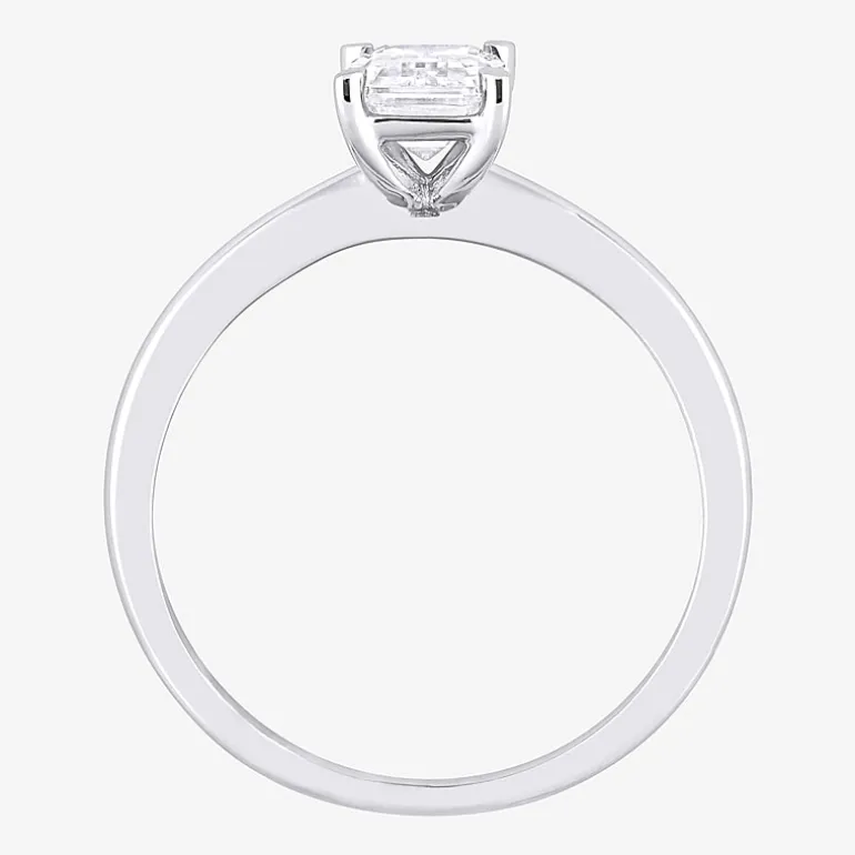 Womens Lab Created White Moissanite Sterling Silver Solitaire Engagement Ring