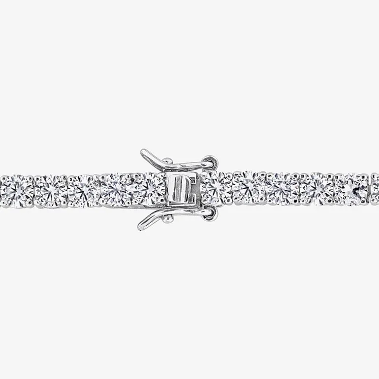 Womens Lab Created White Sapphire Sterling Silver 7.25 Inch Tennis Bracelet
