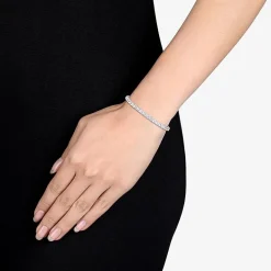 Womens Lab Created White Sapphire Sterling Silver 7.25 Inch Tennis Bracelet