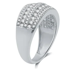 Womens 2mm 1 CT.T.W. Natural Diamond 10K White Gold Anniversary Band